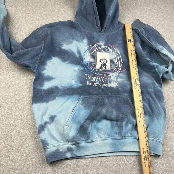 Coraline Hoodie Mens Large Braver Tunnel Blue Tie Dye Laika Hot Topic Kidcore - Picture 5 of 10